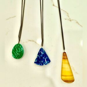 3 vintage Long necklaces with natural stones
